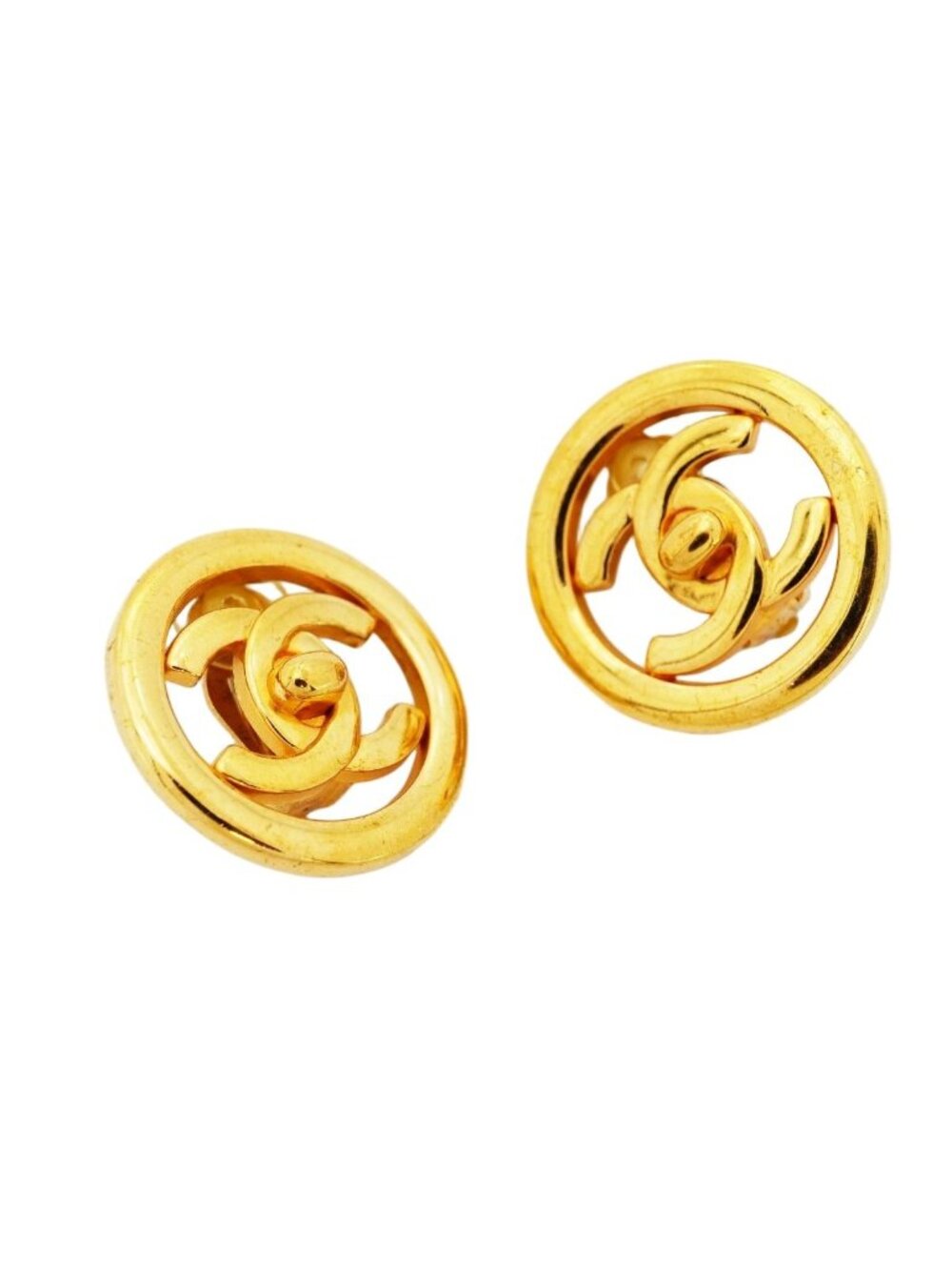 Chanel Earrings Vintage CC Logo Turnlock Round - Picture 2 of 5